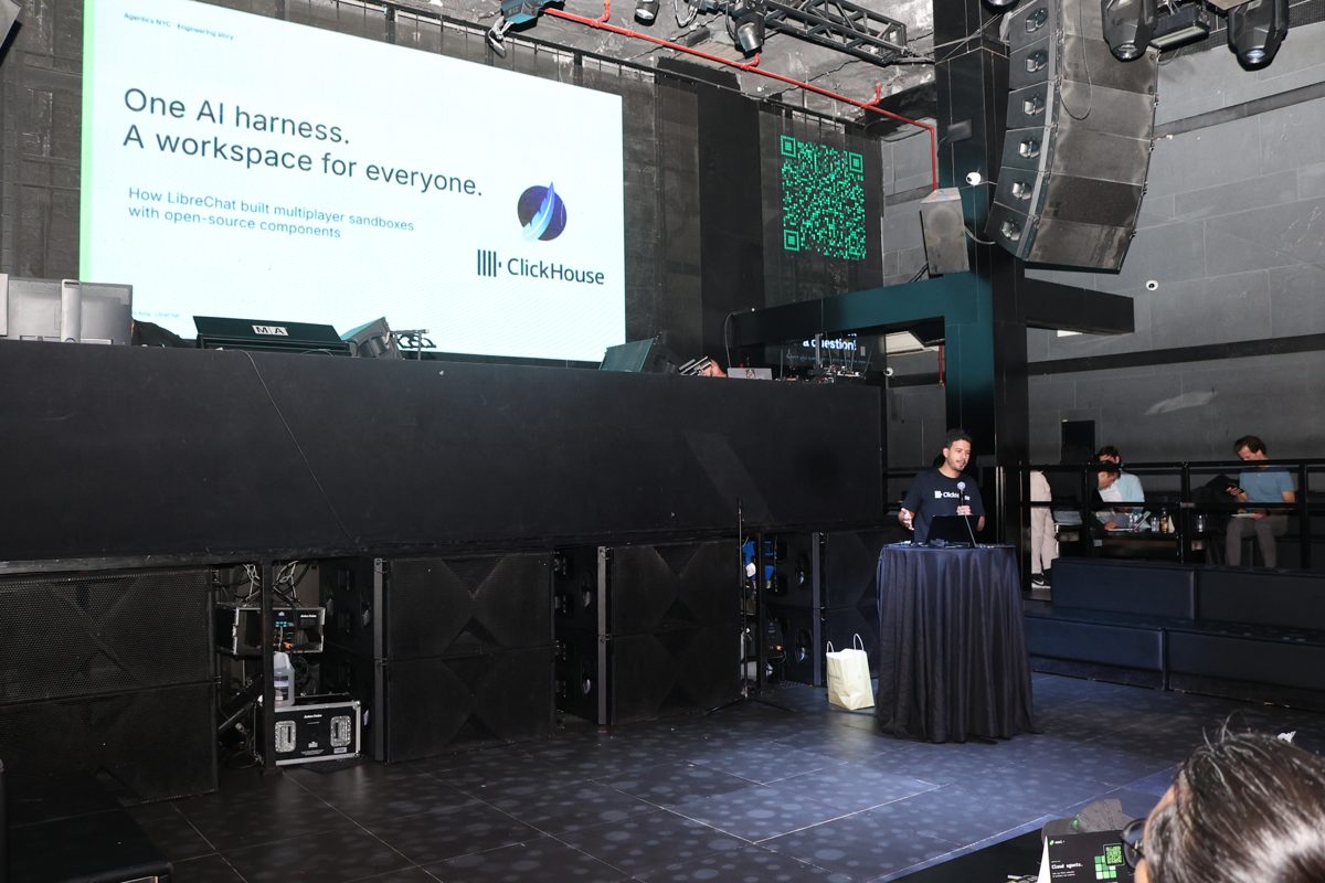 Speaker with a workspace-for-everyone slide